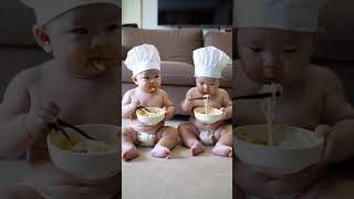 Cute Baby Eat Noodle #funny