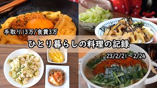 【食費3万｜手取り13万】毎日の買い物と料理の記録｜自炊ルーティン｜ゆる節約｜低収入【アラフォー独身女｜一人暮らしの食生活】