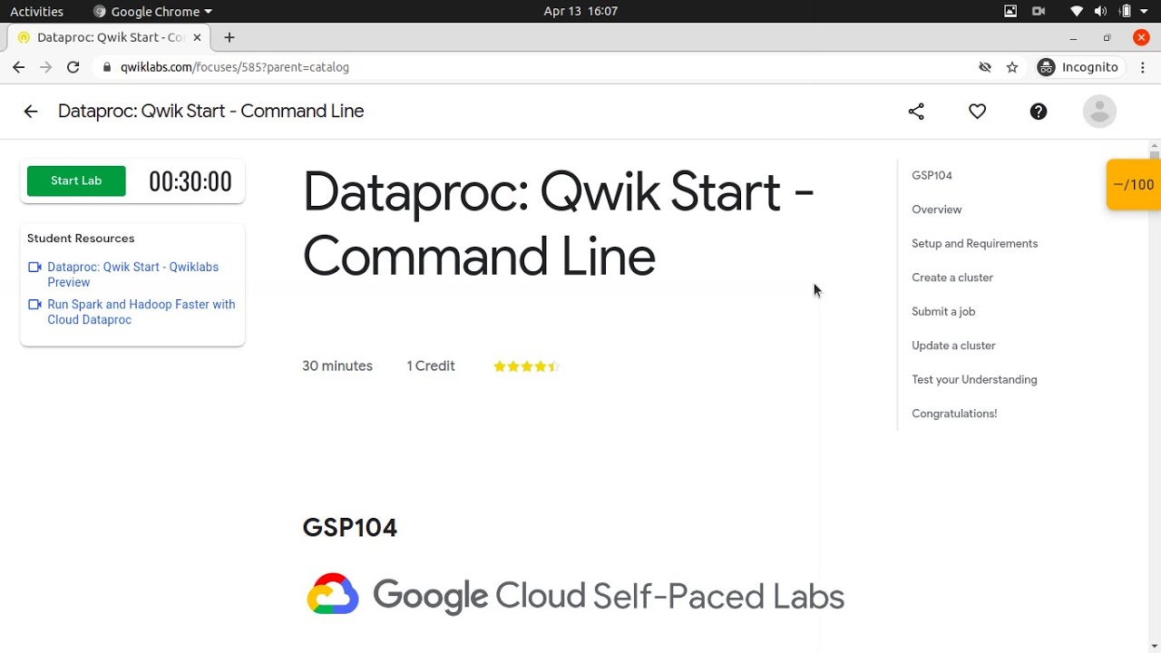 Dataproc Qwik Start Command Line Baseline Data Ml Ai Qwiklabs
