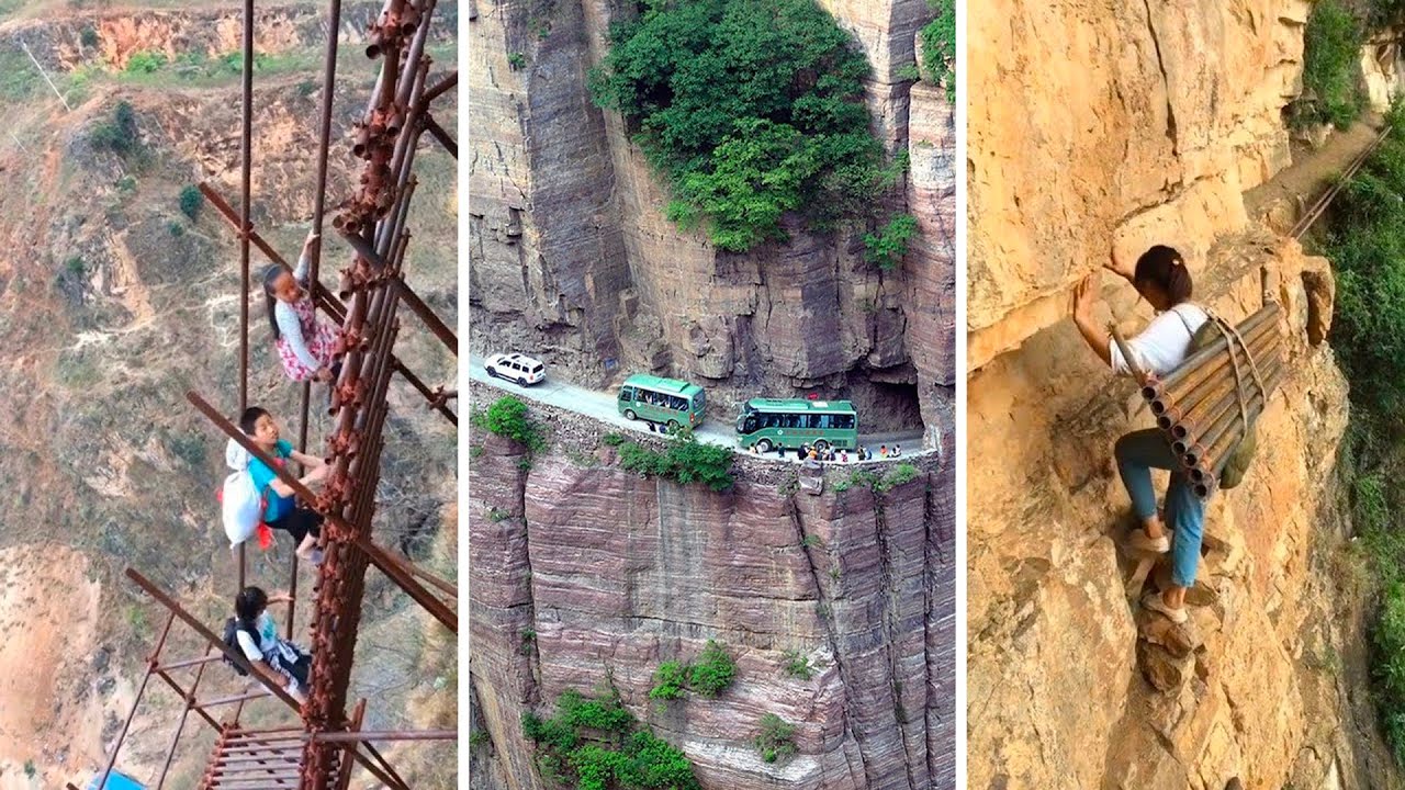 Terrifying Cliff Road In China, A Journey To The Edge Of Danger - YouTube