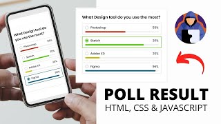 How to create poll system in html css? | Voting app ui design | Poll UI Design | Poll Result card