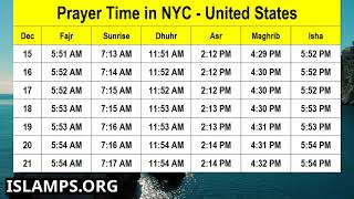 Prayer Timing in New York City | Fajar Time in NYC