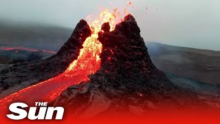 Incredible drone footage captures ERUPTING Iceland Reykjanes volcano