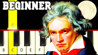 Moonlight Sonata - Beethoven - Very Easy and Slow Piano tutorial - Beginner