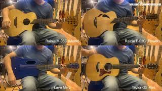 Travel Acoustic Guitar Shootout! Rainie Flower/Moon Guitars vs. Lava Me 2 vs. Taylor GS Mini