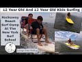 Lounge Chair Surfing In Rockaway Beach at the New York Surf School Surf Camp.