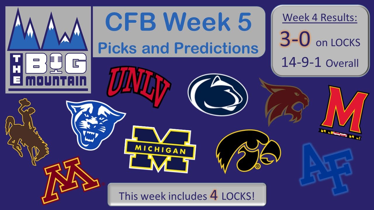 College Football Week 5 Picks And Predictions - CFB BETS And LOCKS For ...