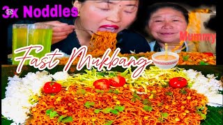 2x spicy current noddles🍜🌶️Fast Mukbang यस्तो सम्म भयो😡😡