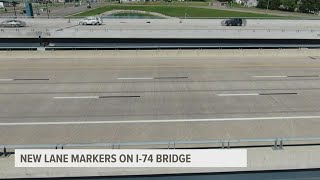 What are these black and white stripes about on the I-74 bridge?