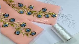 Beautiful hand embroidery sleeve design for kurti salwar blouse|hand embroidery silk thread