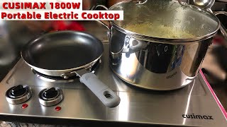 Cusimax 1800W Ceramic Electric Hot Plate | Portable Countertop Burner | Glass Plate Electric Cooktop