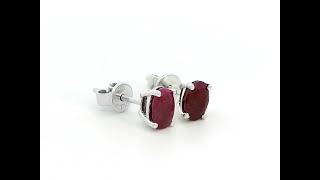 1.50 Carat Oval Ruby Stud Earrings in 18K Gold – July Birthstone Gift Idea