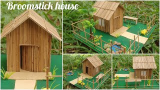 Broomstick house/Coconut leaf stick craft/Stick house/Broom stick craft/House making/village house