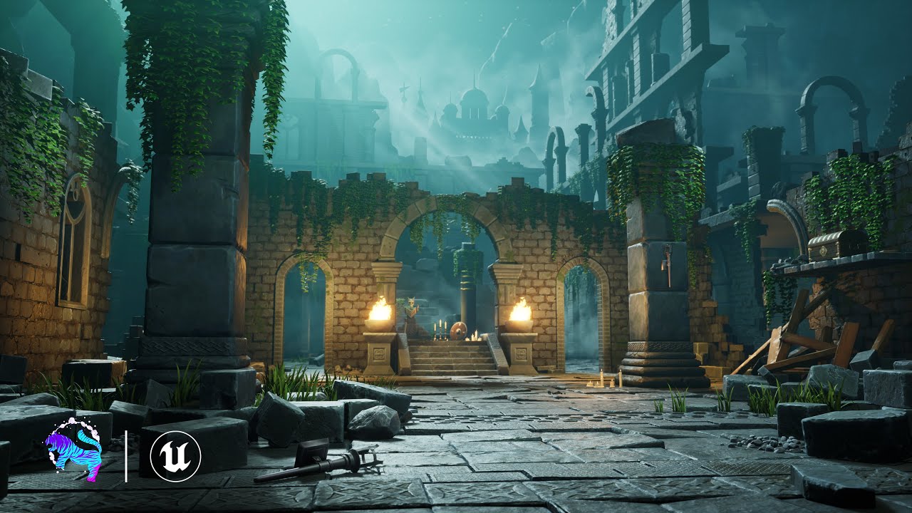 Stylized Lost Ruins Environment Unreal Engine Game Ready Assets