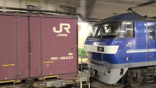 【常磐線】1091レ 新A252 ｺﾝﾃﾅ輸送 EF210形100番台110号機(新塗装) コキ19両 北千住駅 通過シーン