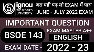 BSOE 143 | BSOE 143 IMPORTANT QUESTIONS | BSOE 143 STUDY MATERIAL | BSOE 143 PREVIOUS YEAR QUESTION