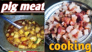 Pig meat fry/ How to Cook pig meat || Sukri jil utu.|| suwar meat cooking.