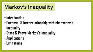 Markov's inequality || Introduction || Purpose || state & prove || Applications || Limitations