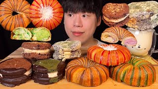 SUB) Cream croissant bagel & homemade choco pie mukbang asmr