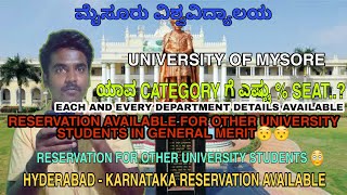 UNIVERSITY OF MYSORE PG SEAT ALLOCATION FOR VARIOUS DEPARTMENTS 2020 | @ BY W C