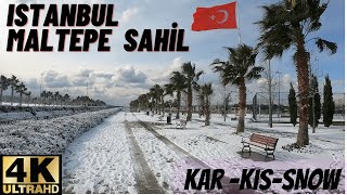 Maltepe Sahil, Coast Snow- ISTANBUL  Walking Tour SNOW 4k 60fps #walk #walking #ıstanbul #maltepe