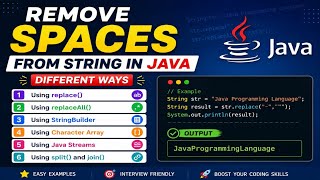 #24 Remove Spaces from String in Java | Different Ways with Examples