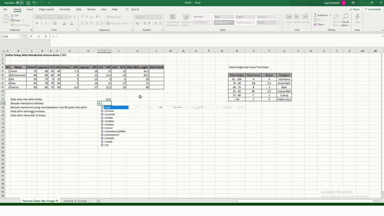 Mengenal Formula Dasar Dari Ms. Excel - YouTube