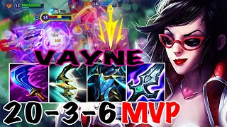 WILD RIFT VAYNE ADC GAMEPLAY | 20 -3 -6 MVP | VAYNE BUILD RUNES