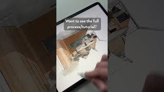 Interior Hand-Rendering in Procreate on iPad