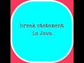 using break statement in Java