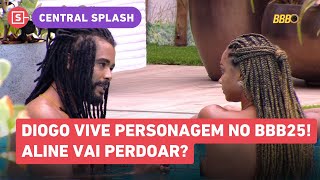 BBB25: CLIMA TENSO: Diogo muda tom com Aline e mostra personagem diferente no ao vivo, diz Dantinhas