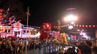 Lion dance performance at the Pasar Gong Xi Bazaar Miri