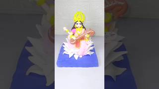 Saraswati maa 😍|| Diy || Making with super clay  #shorts #saraswatimaa #saraswatipuja #viral