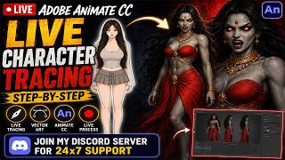 LIVE Character Tracing in Adobe Animate CC 🔥 | Beginner Tutorial + Q&A | 2D Animation Class #1
