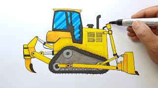 How to Draw A bulldozer construction Truck Drawing for kids bulldozer drawing easy draw for kids