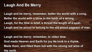 Laugh And Be Merry Poem Explanation In Hindi By John Masefield