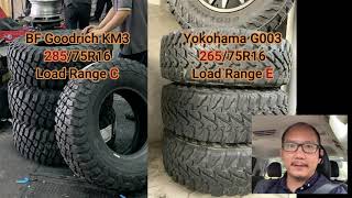 รีวิวยาง BF Goodrich KM3 เทียบกับ Yokohama G003