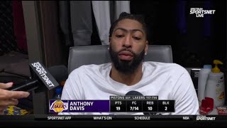 Anthony Davis talks after Lakers lose to Pistons 117-114