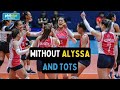 Creamline played their opening game of the PVL conference without Tots Carlos and Alyssa Valdez