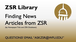 Finding News Articles from ZSR by title and by database