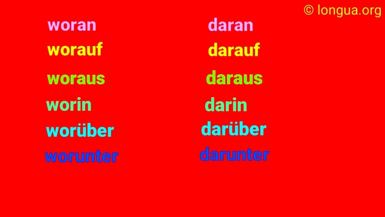 Deutsch Lernen, Damit, Davon, Dazu, Dagegen, Dafür, Darum, Daran, Darin ...