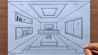 How to Draw a Room in 1 Point Perspective