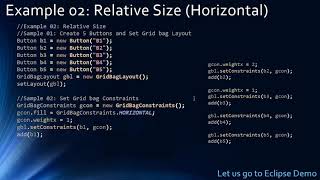 12 Java AWT GridBagLayout & GrigBagConstraints - Fill, WeightX, WeightY