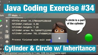 Cylinder Program (Quick & Easy OOP, SOLVED, Math.PI Constant)[#34]- Java Coding Exercise Problem