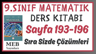 9.Sınıf Matematik Kitabı Sayfa 193-194-195-196 Sıra Sizde Çözümleri -Yeni Müfredat