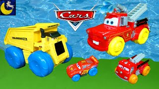 Playing at the Pool with Disney Cars Colossus XXL and Fire Truck Mater Lightning McQueen Water Toys!