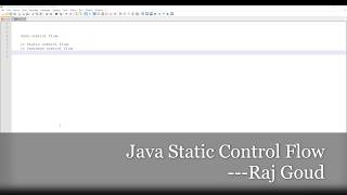 Java Static Control Flow -1