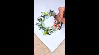 Easy Loose Watercolor Christmas Wreath - Just One Brush!