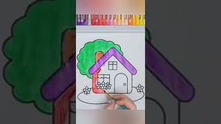 How to Draw and Color a House  drawing #shorts #trending #viral #drawingforbiginners #kids #art
