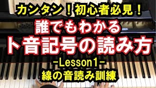 【初心者必見】ト音記号の読み方 - Lesson1 - 線の音読み訓練 - （音符/楽譜/ゆっくり/コツを解説）